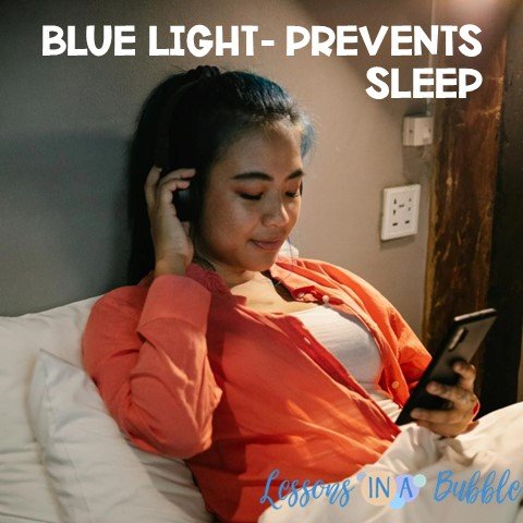 Girl in bed on her phone
Blue Light - prevents sleep