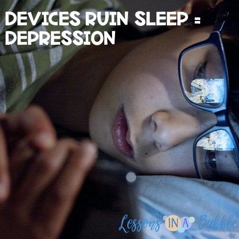 Devices ruin sleep = depression
Boy staring at his phone at night